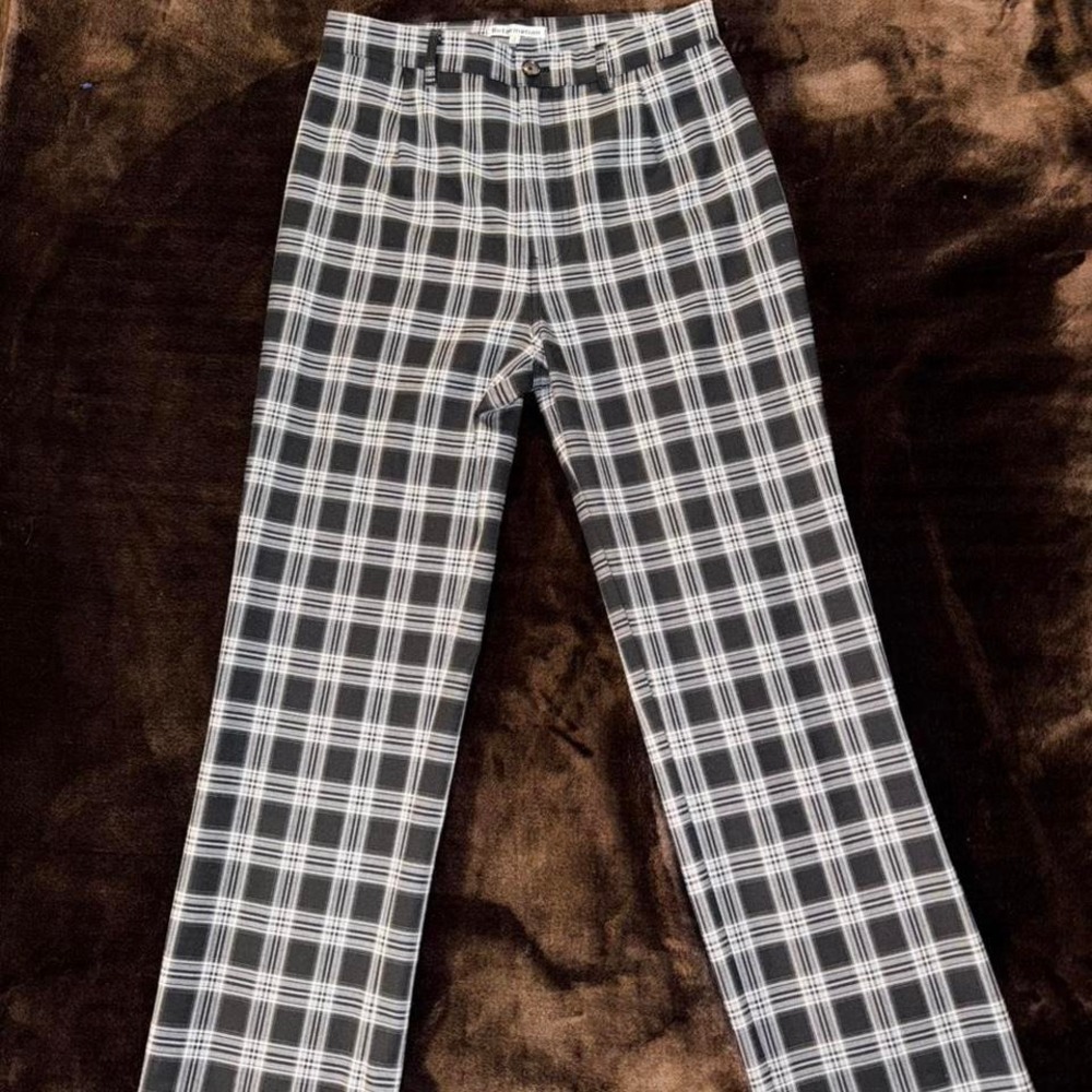 NWOT Reformation Checkered Black White Pants Franklin Checked Trousers Sz‎ 6